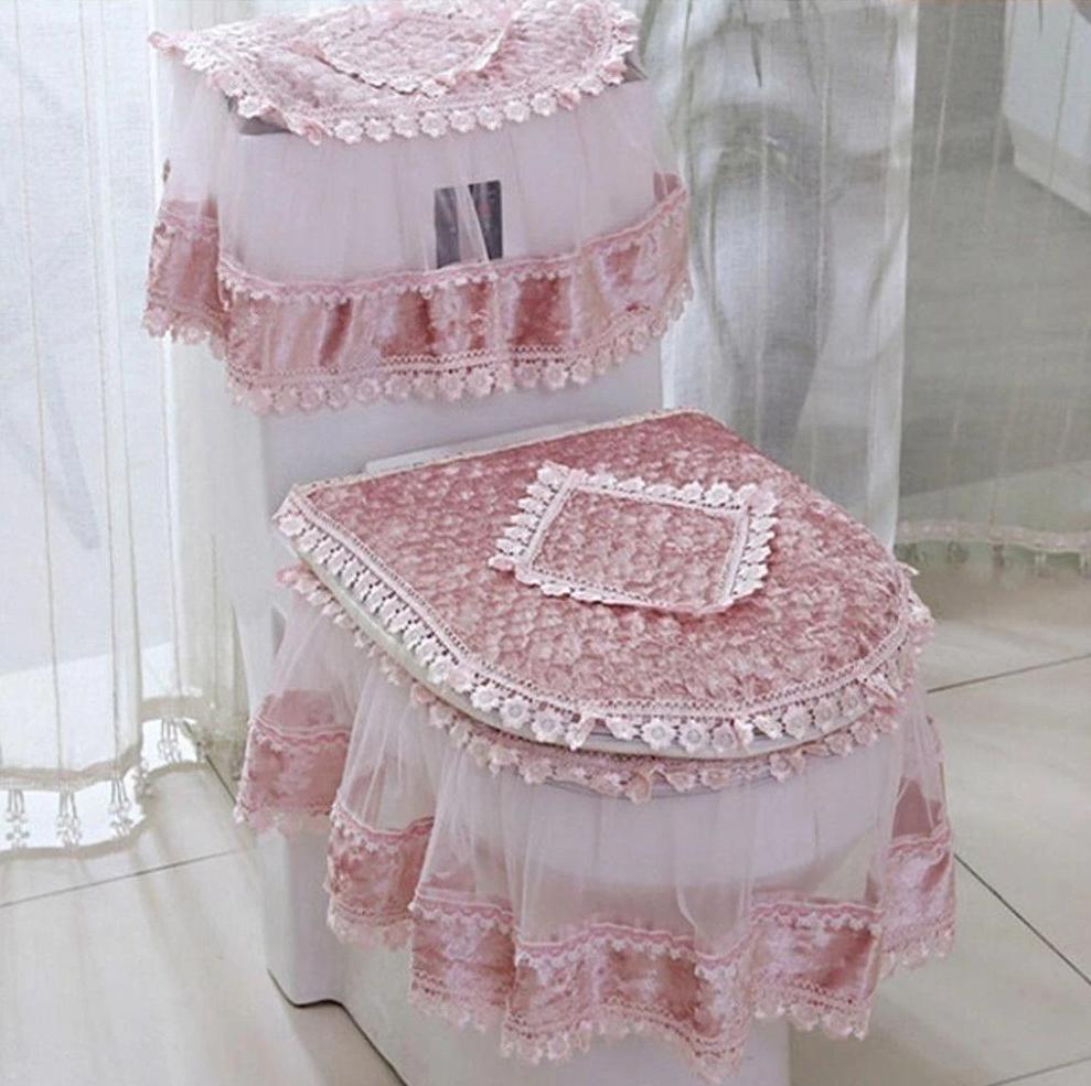 3 PCS Flannel Cashmere Lace Sissy Bathroom Set - Sissy Panty Shop