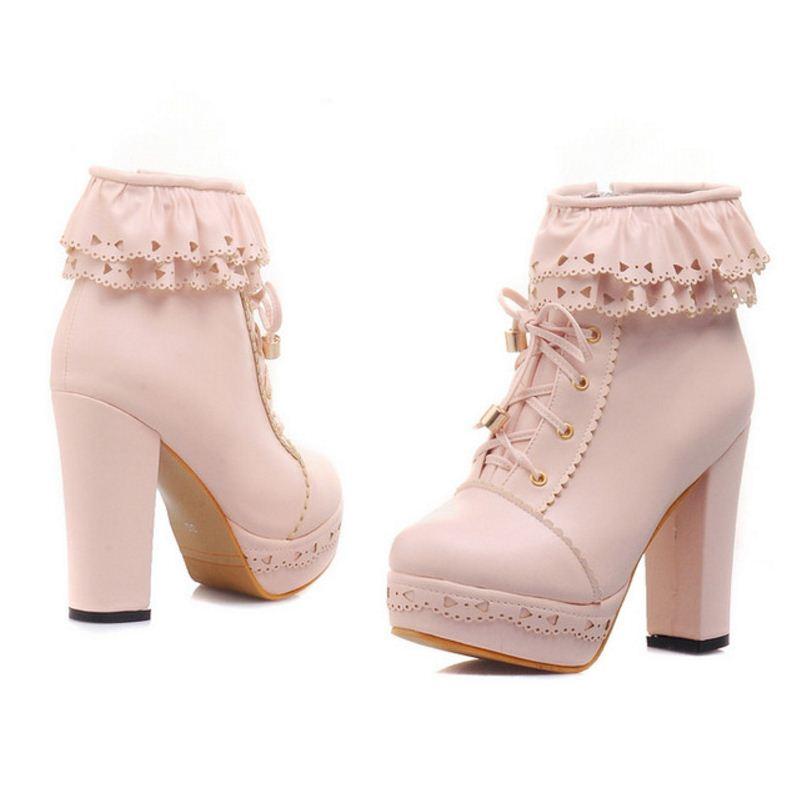 Exclusive 'Sissy Stephanie' Pink Lace-Up Ankle Boots for the Feminine Soul - Limited Stock! - Sissy Panty Shop