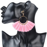 Fan Shaped Pink Tassel Earrings - Sissy Panty Shop
