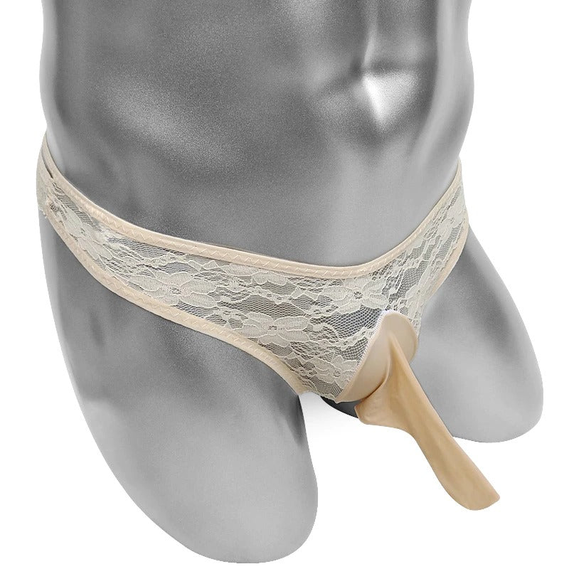 Floral Sissy Thong With Penis Sheath Pouch - Sissy Panty Shop