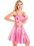 Sissy Pink Metallic Shiny Skirt Set - Sissy Panty Shop