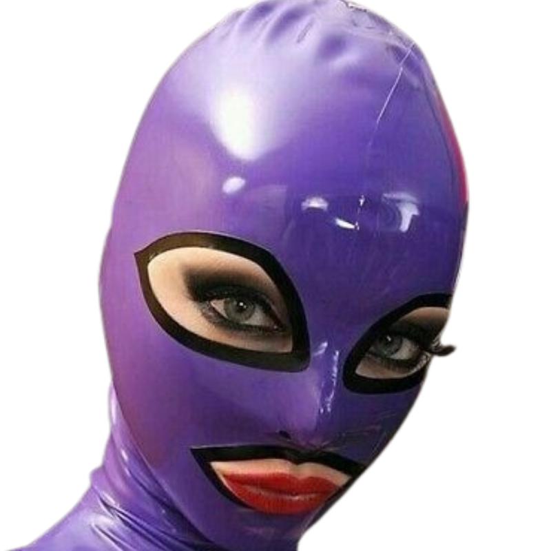 Purple Latex Hood Mask - Sissy Panty Shop