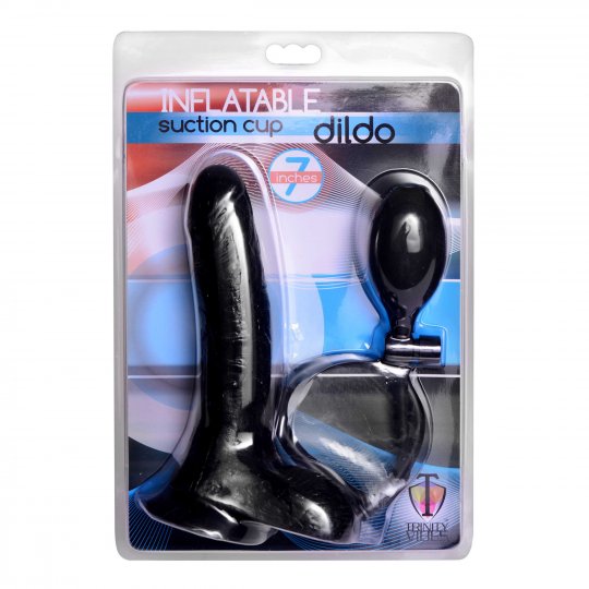Inflatable Suction Cup Black Dildo Sissy Trainer
