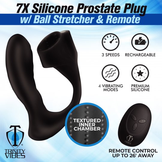 7X Silicone Prostate Plug with Ball Stretcher and Remote - Sissy Panty Shop