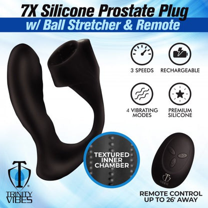 7X Silicone Prostate Plug with Ball Stretcher and Remote - Sissy Panty Shop