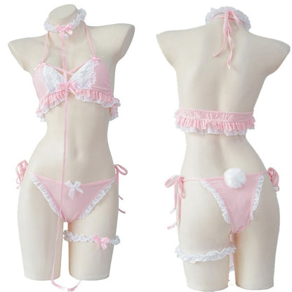 Frilly Bunny Tail Lingerie Set - Sissy Panty Shop