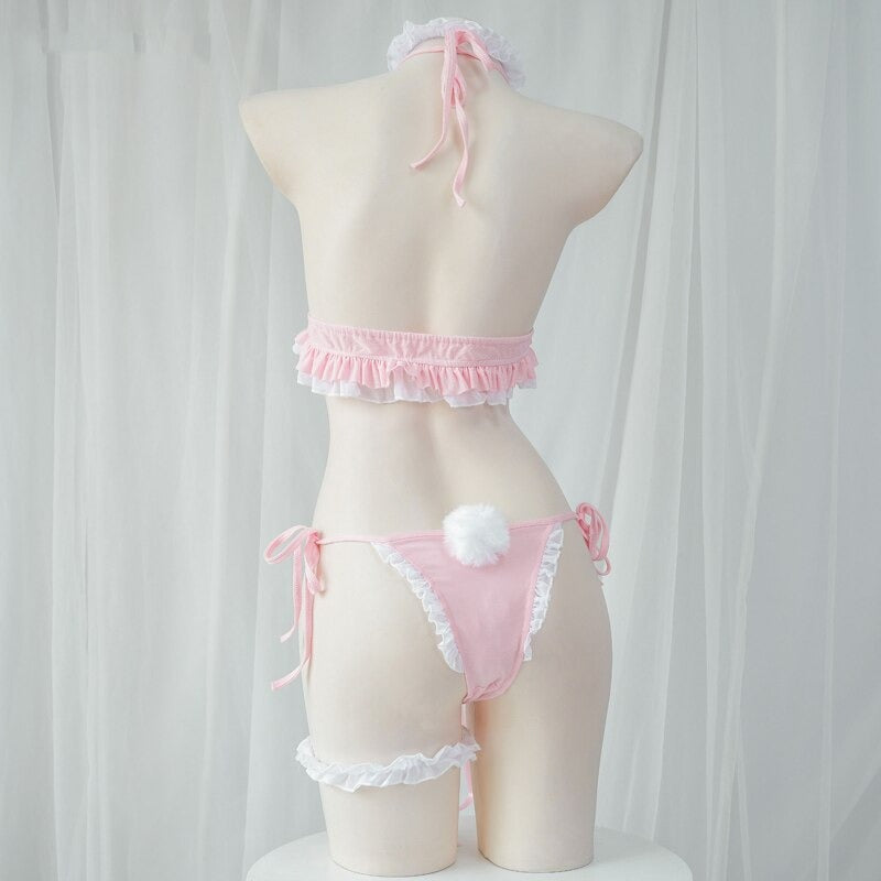 Frilly Bunny Tail Lingerie Set - Sissy Panty Shop