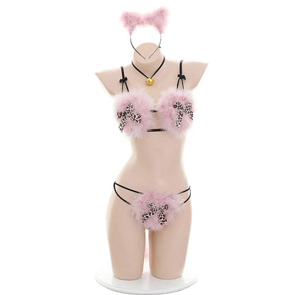 Pink Furry Bikini Lingerie Set - Sissy Panty Shop