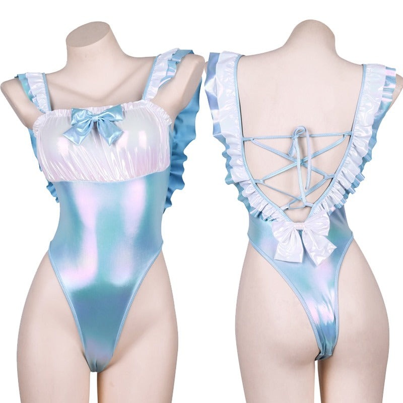 Sissy Monique Blue Ruffles Bodysuit - Sissy Panty Shop