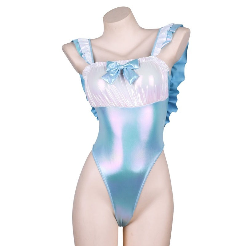 Sissy Monique Blue Ruffles Bodysuit - Sissy Panty Shop