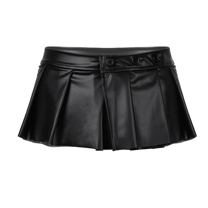 Slutty Sissy Leather Pleated Miniskirt - Sissy Panty Shop