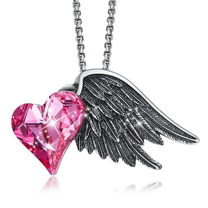 Protection Angel Pink Sissy Heart Necklace - Sissy Panty Shop