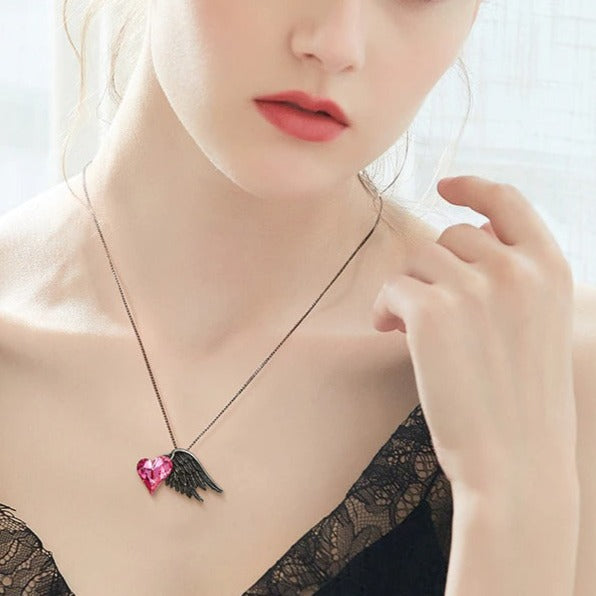 Protection Angel Pink Sissy Heart Necklace - Sissy Panty Shop