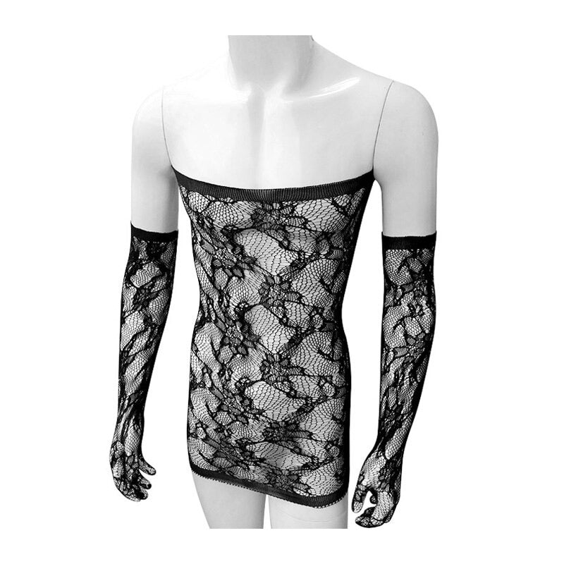 Floral Mesh See Through Lingerie Set - Sissy Panty Shop