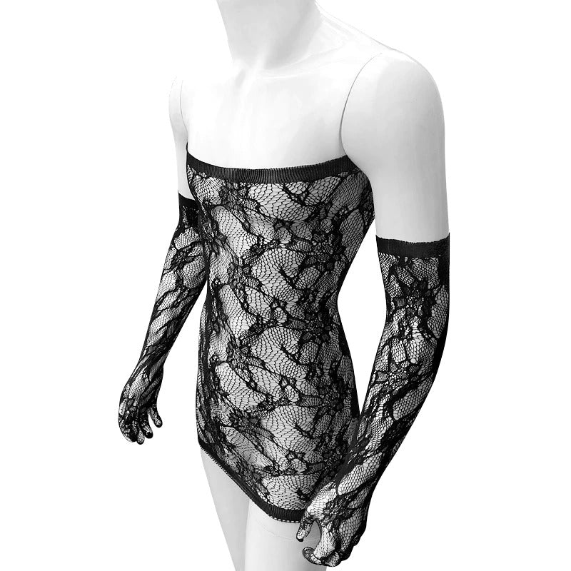 Floral Mesh See Through Lingerie Set - Sissy Panty Shop