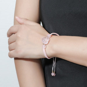 Rose Quartz Pink Heart Bracelet - Sissy Panty Shop