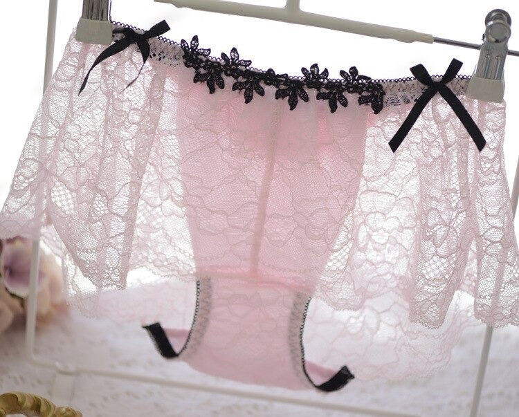 "In The Closet" Lace & Bowknots Sissy Panties Set (4pcs) - Sissy Panty Shop