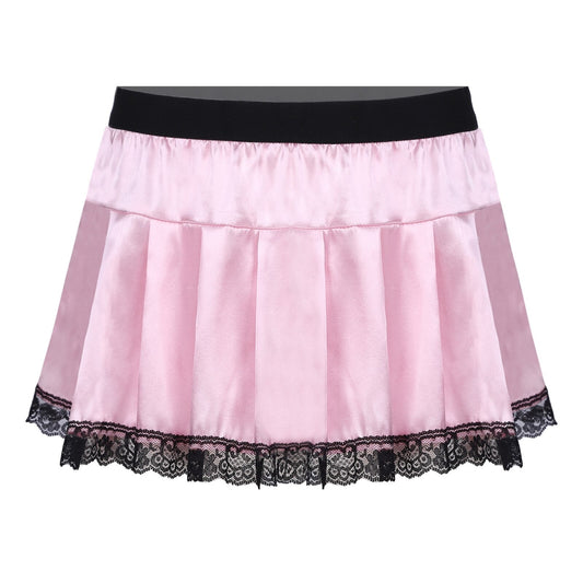 Pleated Satin Mini Skirt - Sissy Panty Shop