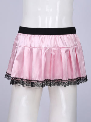 Pleated Satin Mini Skirt - Sissy Panty Shop