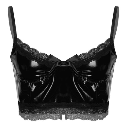 Sissy Leather & Lace Bra Top - Sissy Panty Shop