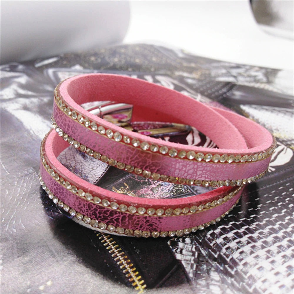 Multilayer Pink Rhinestone Bracelet - Sissy Panty Shop