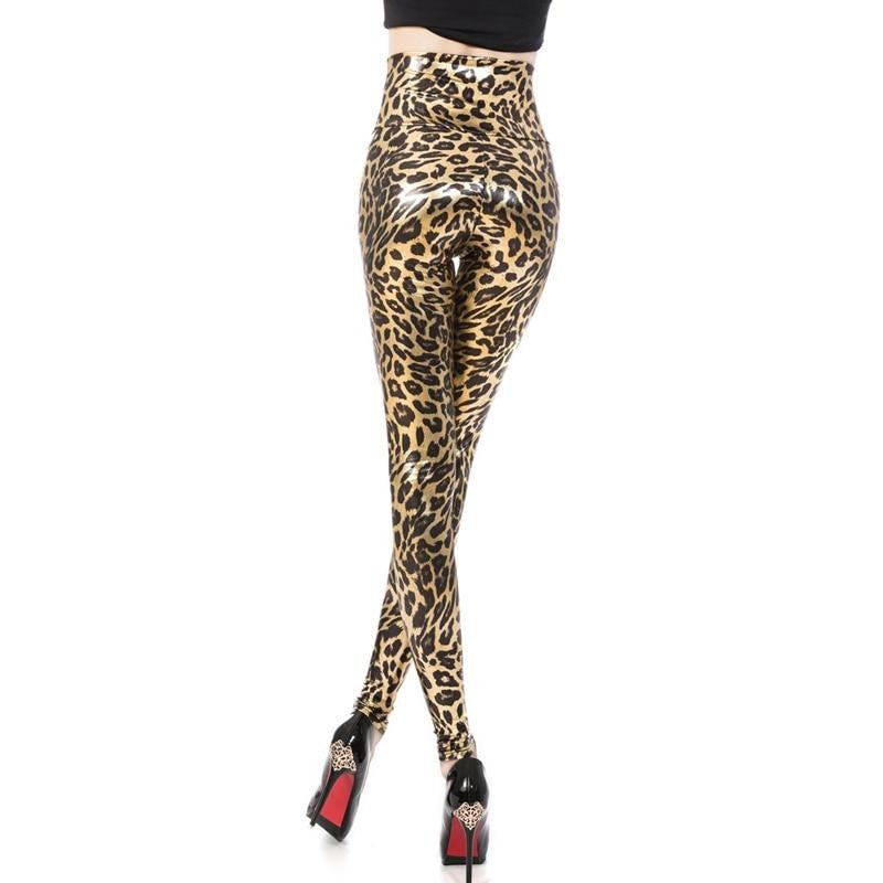 Faux Leather Animal Print Leggings - Sissy Panty Shop