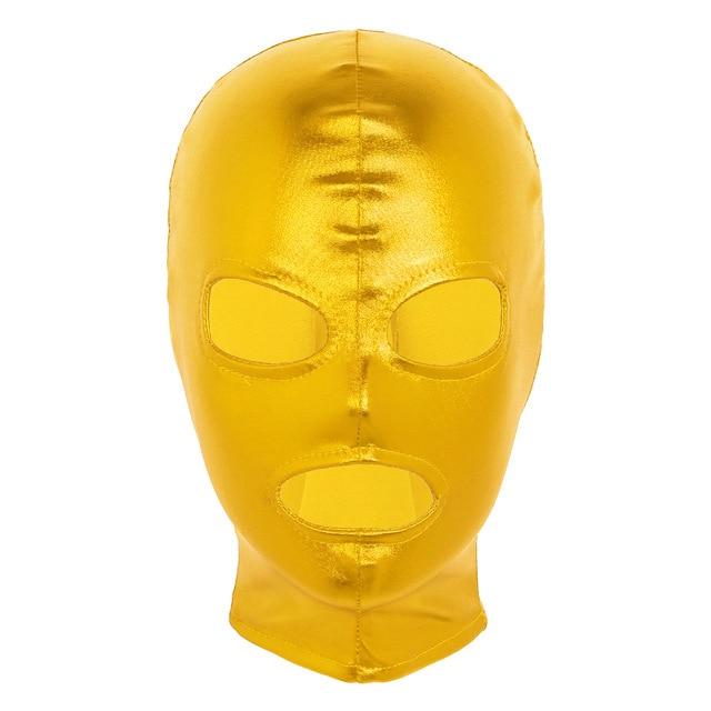 Latex Shiny Metallic Open Eyes and Mouth Mask - Sissy Panty Shop