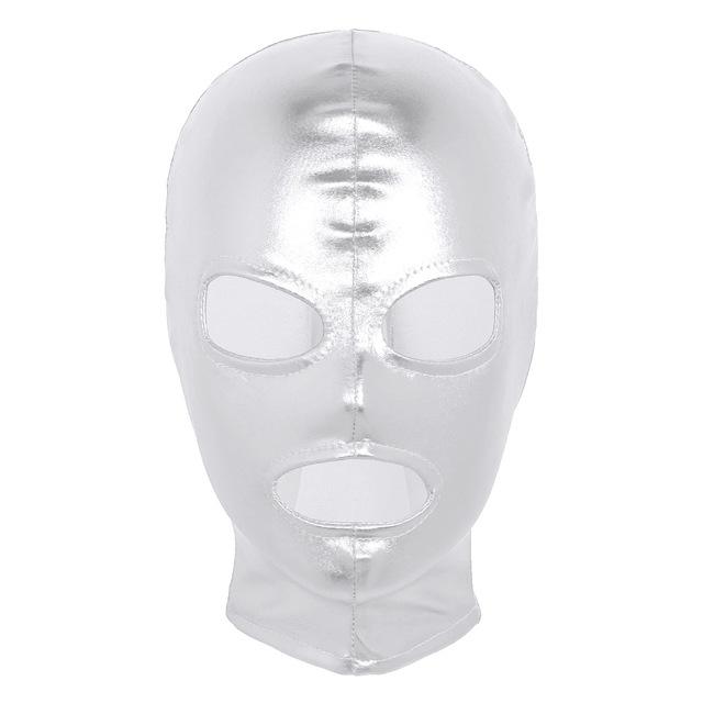 Latex Shiny Metallic Open Eyes and Mouth Mask - Sissy Panty Shop