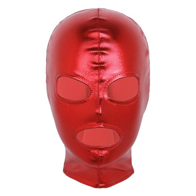 Latex Shiny Metallic Open Eyes and Mouth Mask - Sissy Panty Shop