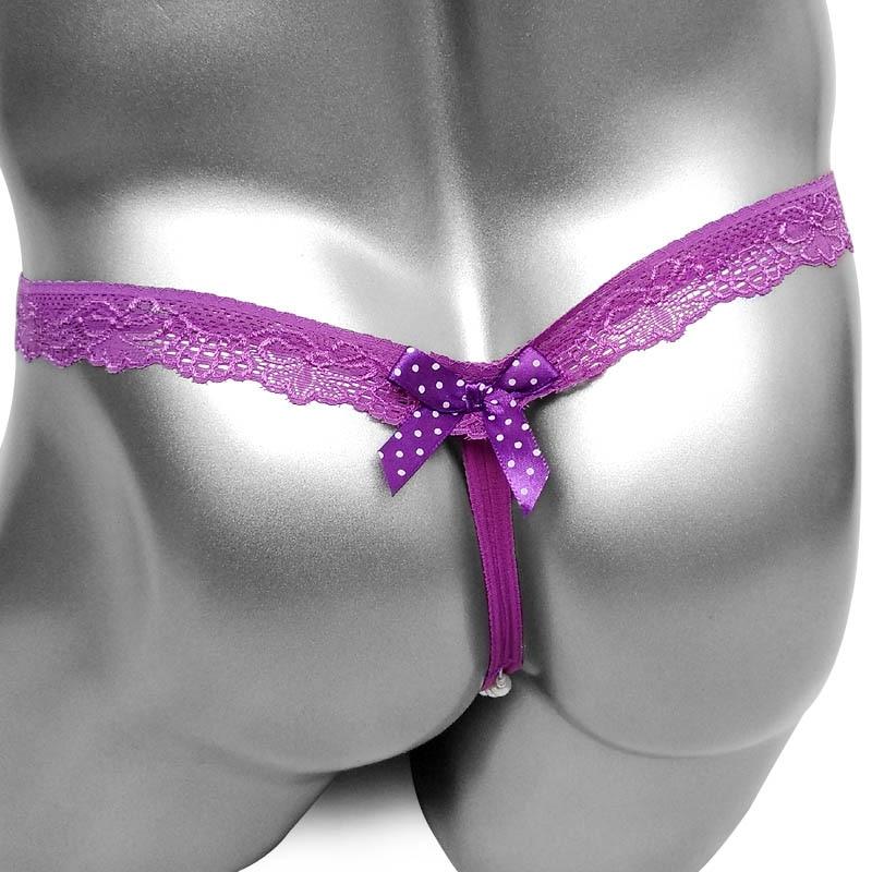 Open Crotch Bow Lace Panties - Sissy Panty Shop