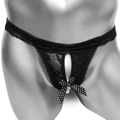 Open Crotch Bow Lace Panties - Sissy Panty Shop