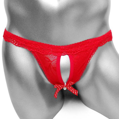 Open Crotch Bow Lace Panties - Sissy Panty Shop