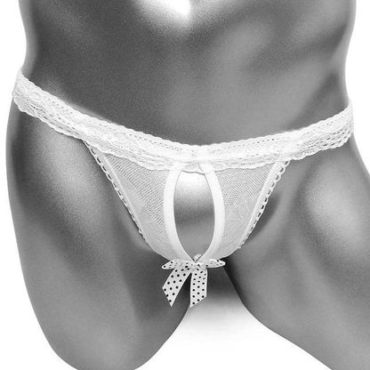 Open Crotch Bow Lace Panties - Sissy Panty Shop