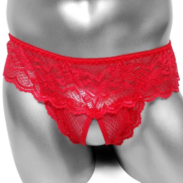 "Sissy Monica" Open Crotch Lace Panties - Sissy Panty Shop