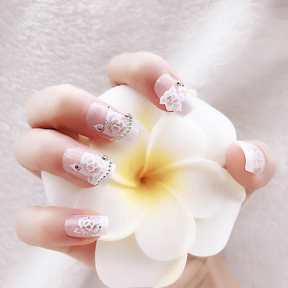 Luxury Rhinestone Flower Faux Nails - Sissy Panty Shop