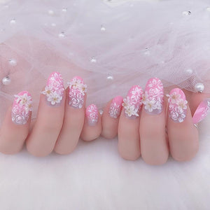Luxury Pink Flower Sissy Faux Nails - Sissy Panty Shop