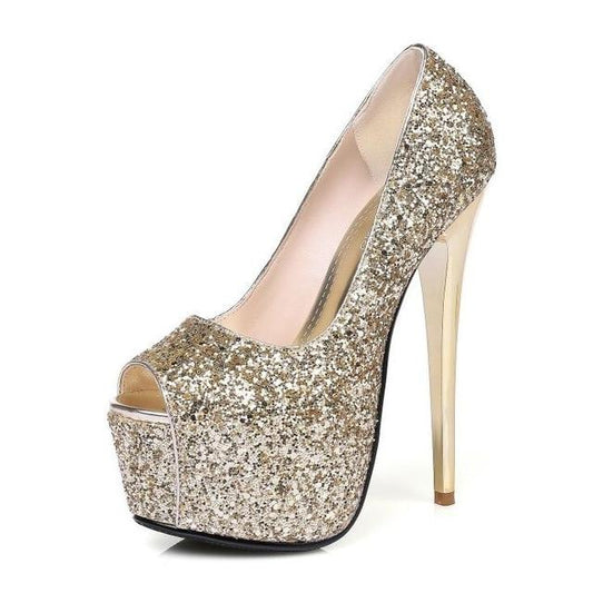 "Sissy Stephanie" Peep Toe Glitter Pumps - Sissy Panty Shop