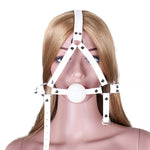 White Head Harness Ball Mouth Gag - Sissy Panty Shop
