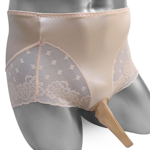 Satin & Lace Penis Sleeve Panties - Sissy Panty Shop