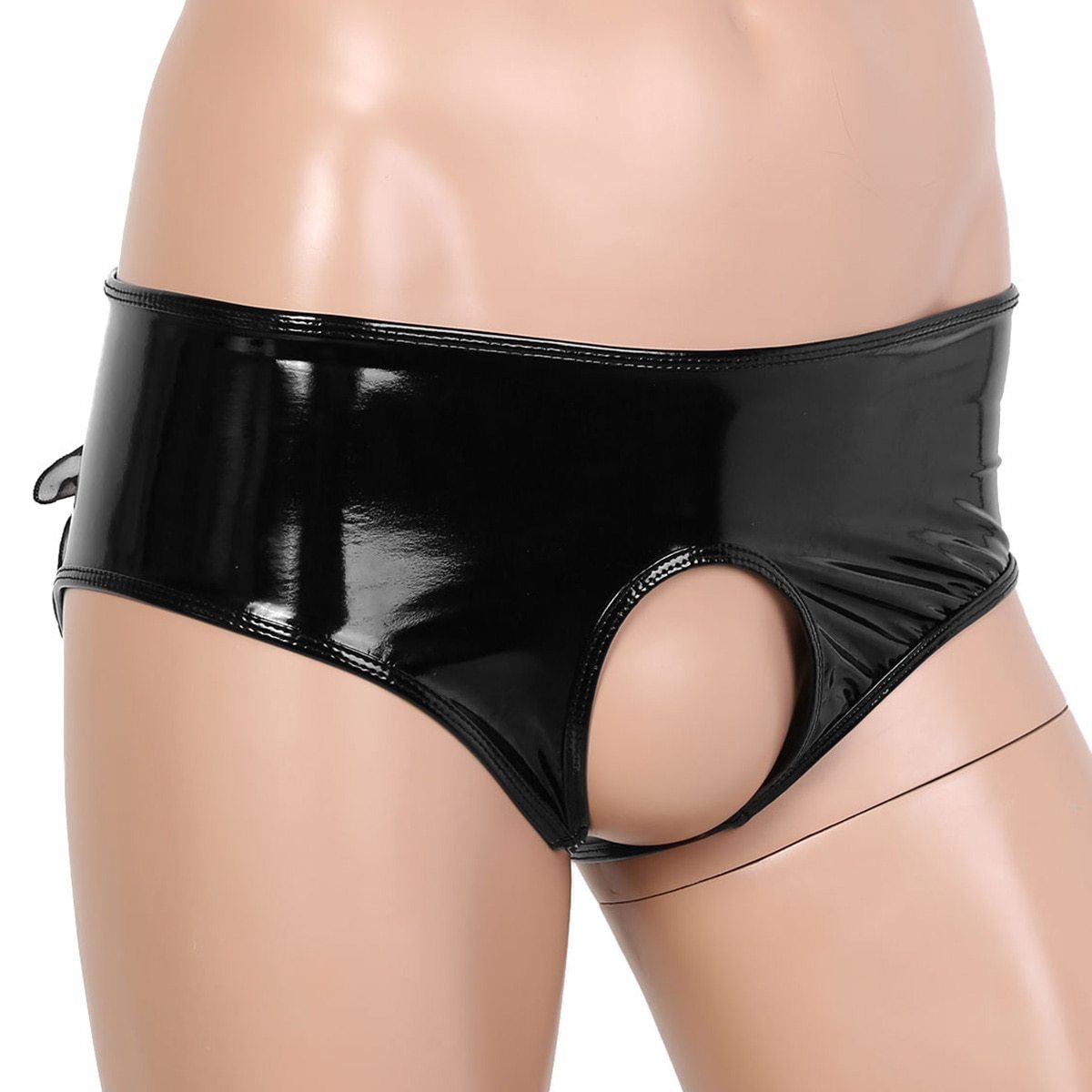 Faux Leather Open Crotch Panties - Sissy Panty Shop