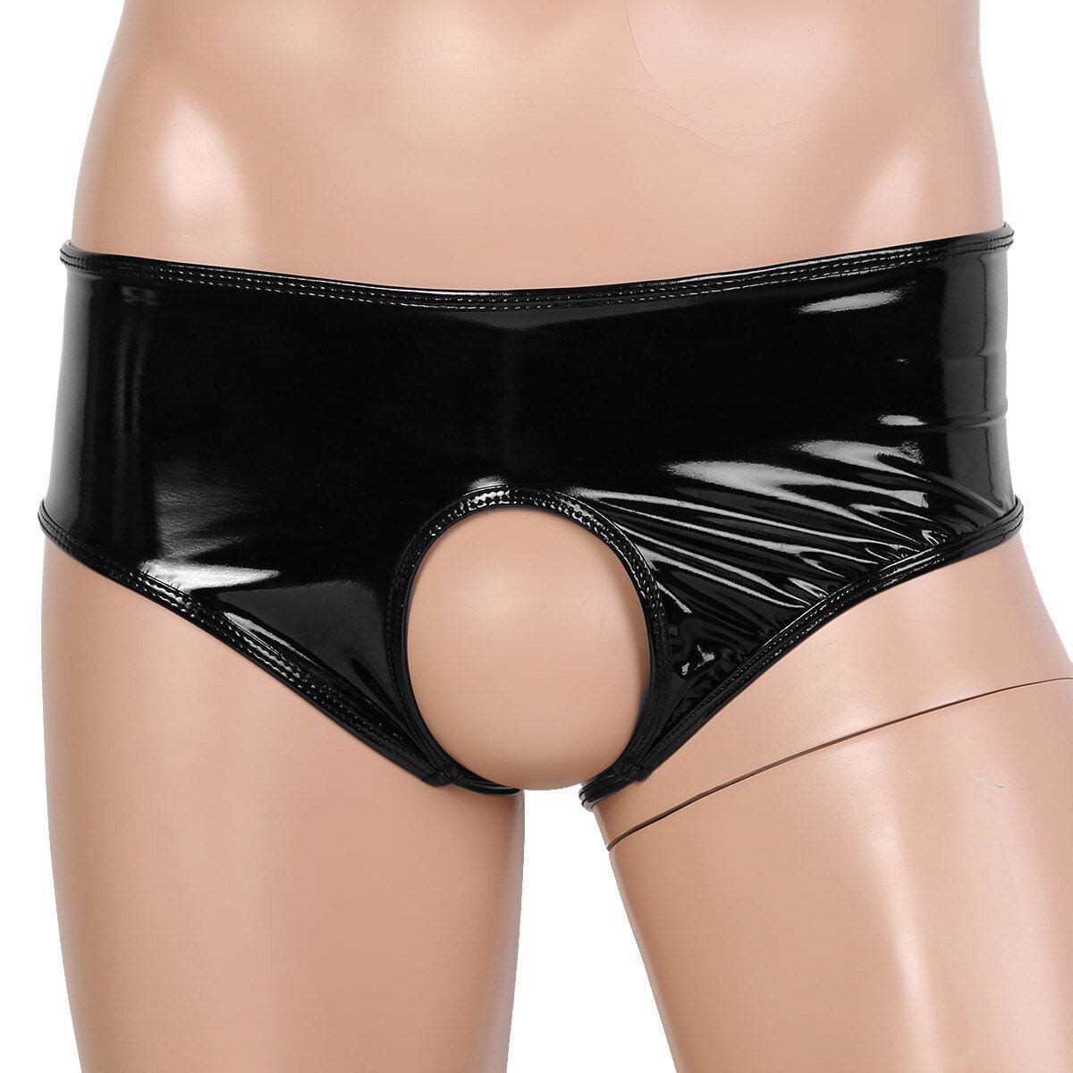Faux Leather Open Crotch Panties - Sissy Panty Shop