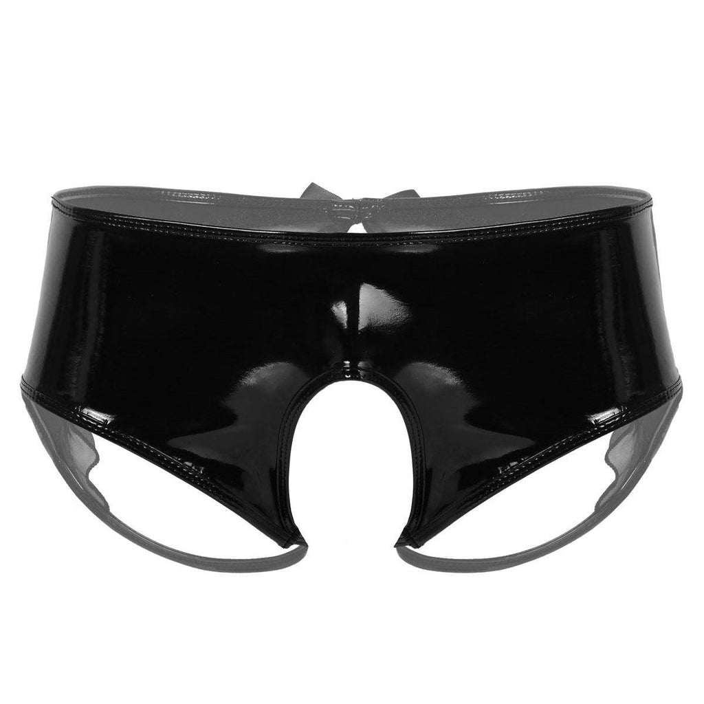 Faux Leather Open Crotch Panties - Sissy Panty Shop