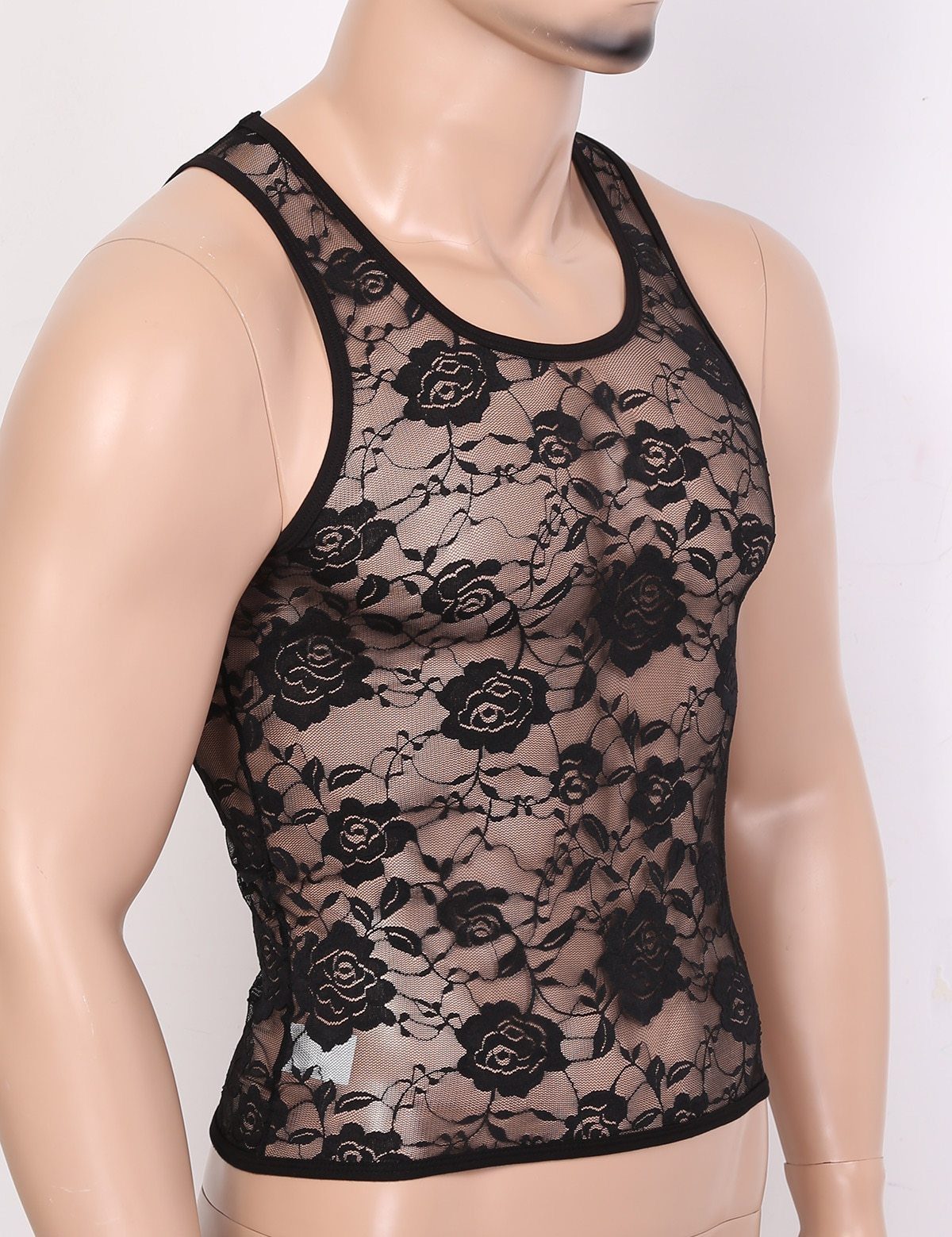 Sheer Floral Lace Tank Top - Sissy Panty Shop