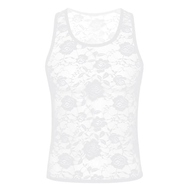 Sheer Floral Lace Tank Top - Sissy Panty Shop