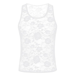 Sheer Floral Lace Tank Top - Sissy Panty Shop