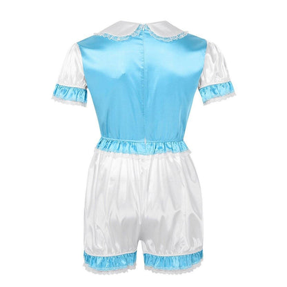 Satin Doll Collar Puff Sleeves Romper - Sissy Panty Shop