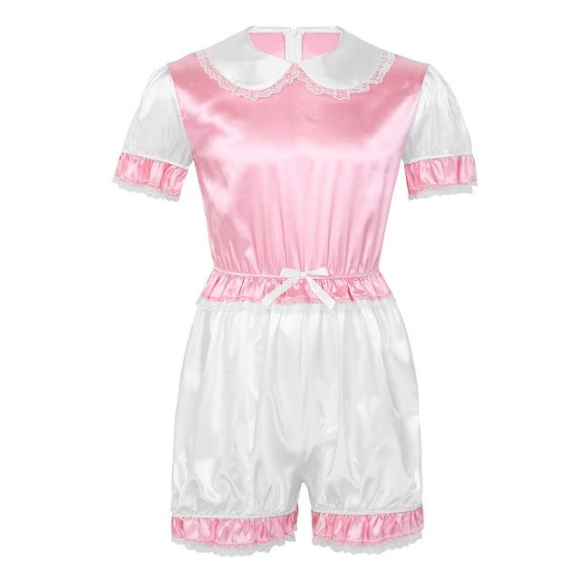 Satin Doll Collar Puff Sleeves Romper - Sissy Panty Shop