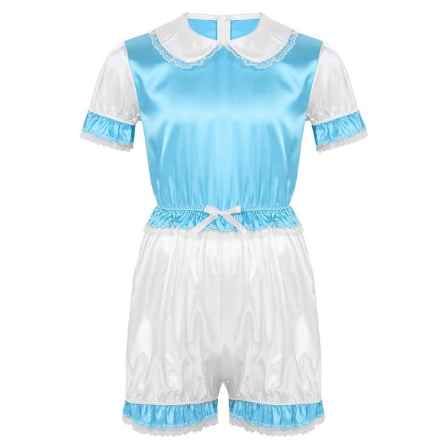 Satin Doll Collar Puff Sleeves Romper - Sissy Panty Shop