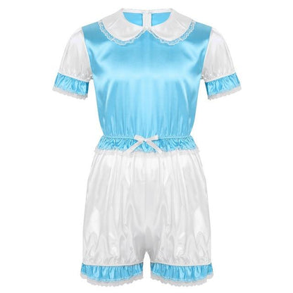 Satin Doll Collar Puff Sleeves Romper - Sissy Panty Shop