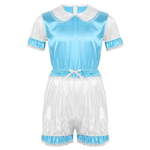 Satin Doll Collar Puff Sleeves Romper - Sissy Panty Shop